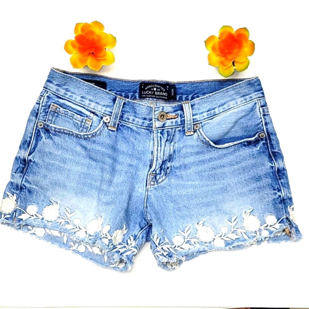 Lucky Brand womens shorts Boho floral shortie summer Size 24